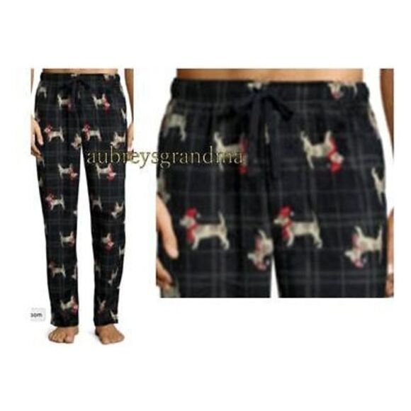 NWT XXL 44-46 STAFFORD Microfleece Grey Pajama Lounge Pants Pockets Dog - Picture 1 of 5